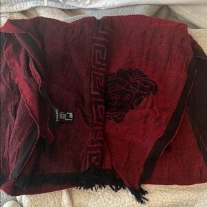 Versace Deep Red and Black Medusa Scarf